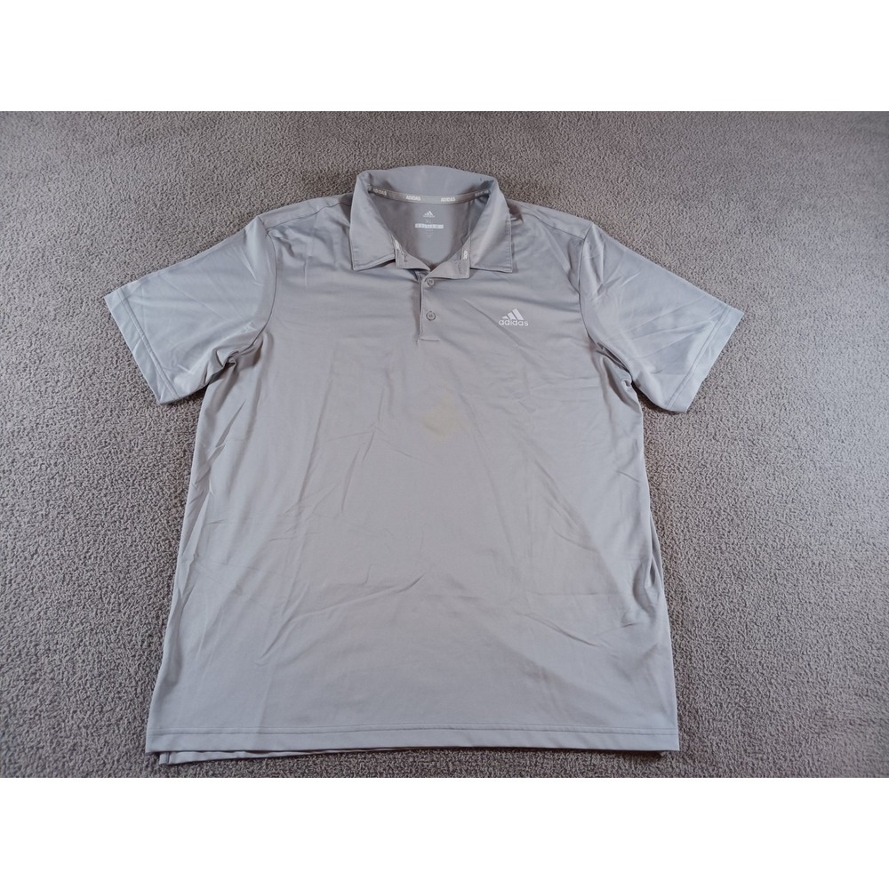 Adidas Golf Polo Shirt Mens XL Gray Performance Stretch Short Sleeve Athletic